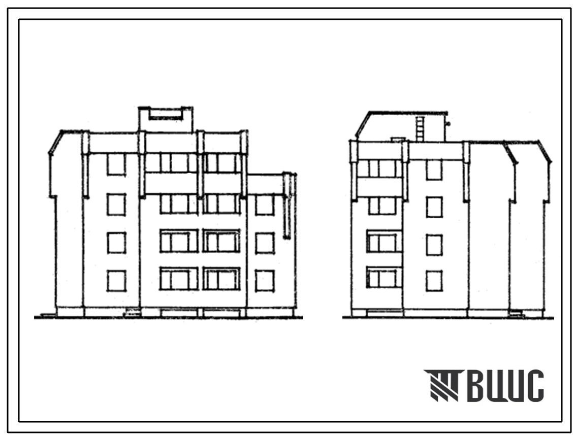 Типовой проект 1-318-0103.84 Блок-секция 3-4-этажная 8-квартирная угловая, с торцевыми окончаниями 2Б-4Б. Для строительства во 2В климатическом подрайоне Литовской ССР (для застройки малых городов).