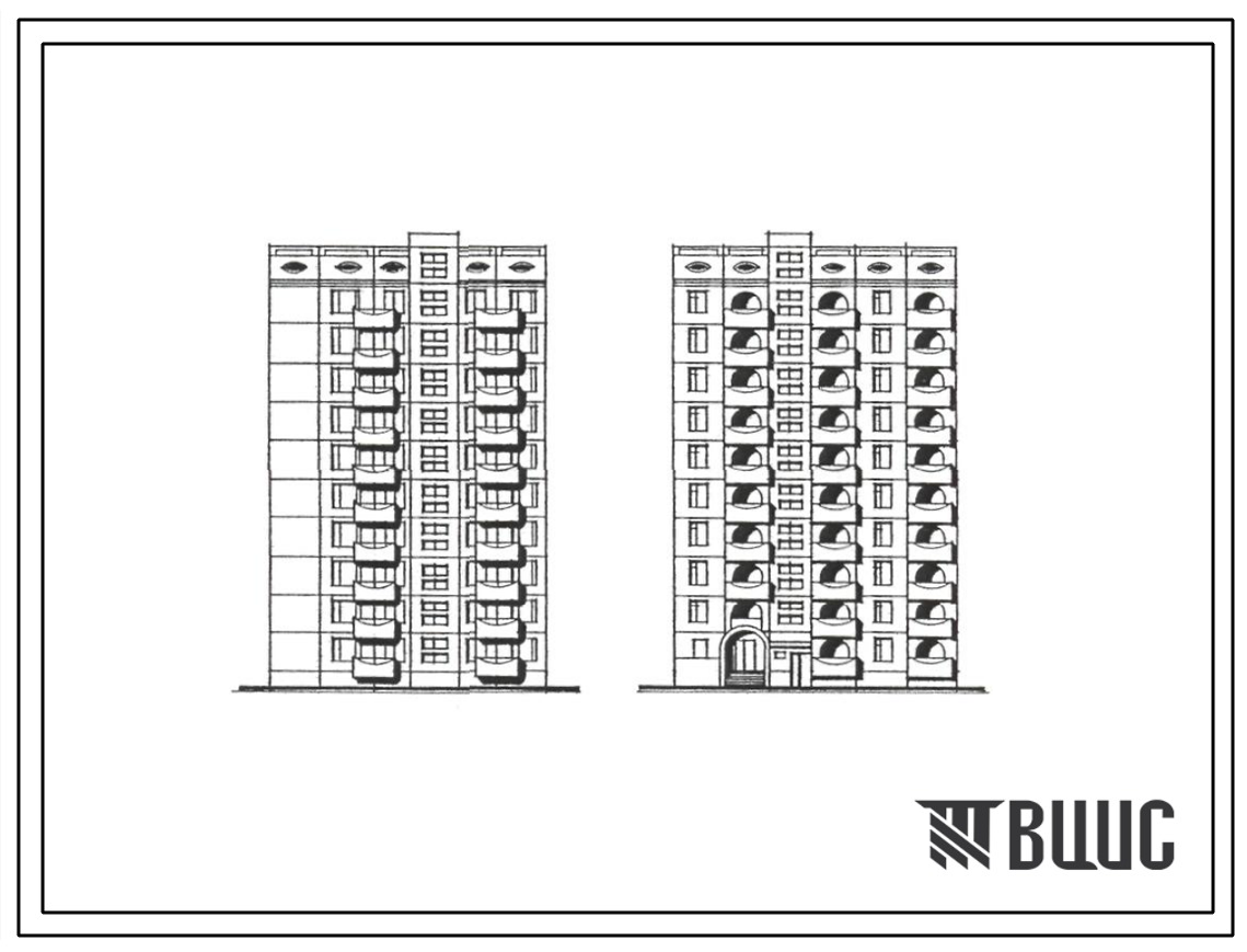 Типовой проект 192-016с.88 Блок-секция 20-квартирная рядовая с торцовыми окончаниями 2-3. Н эт = 2.8 м (Шаг поперечных стен 3,0 и 3,6 м СТЕНЫ ИЗ КЕРАМЗИТОБЕТОННЫХ ПАНЕЛЕЙ, Ориентация свободная, Сейсмичность 7 и 8 баллов, Десятиэтажные, Изделия заводского