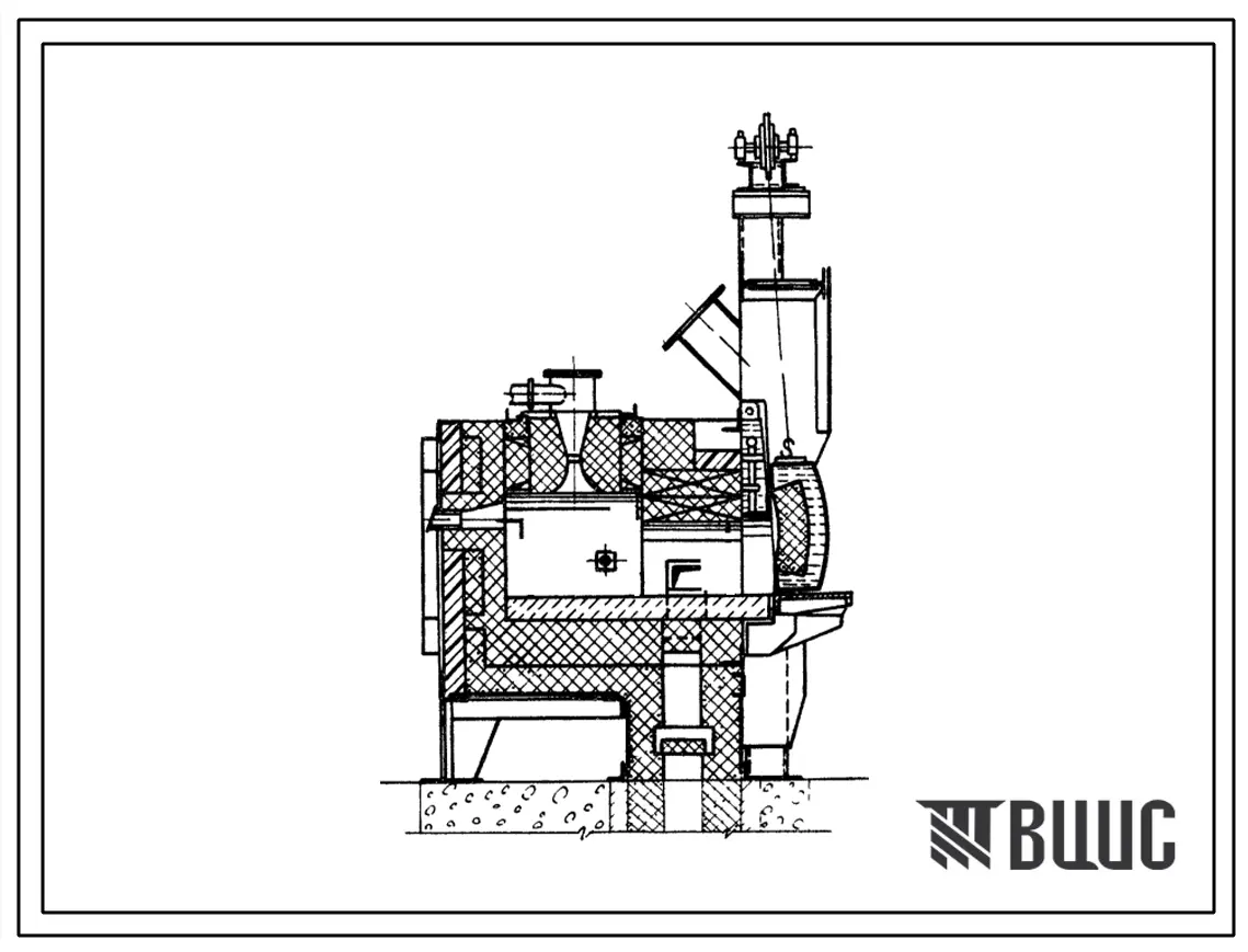 Типовой проект 406-9-82 Печь нагревательная камерная размерами пода 0,6х0,6 м на газе низкого давления с отводом дыма в боров