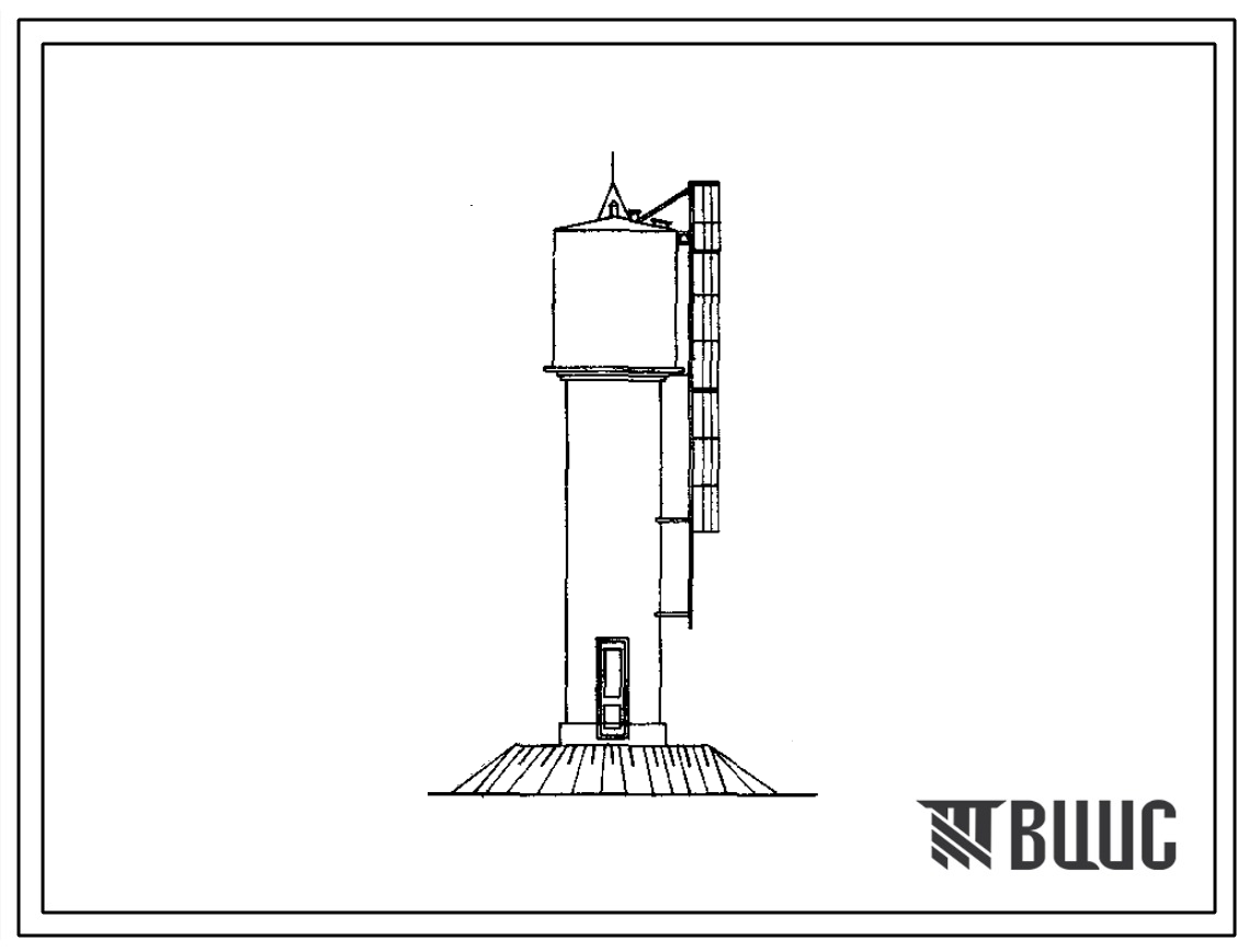 Типовой проект 901-5-14 Водонапорная бесшатровая кирпичная башня со стальным баком емкостью 15 м3, высотой до дна бака 6 и 9 м.
