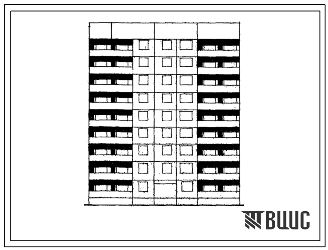 Типовой проект 1Лг-602-018/1 Блок-секция 9-этажная 36-квартирная торцевая левая 1А-2Б-2Б-3Б (для городского строительства в Латвийской ССР)
