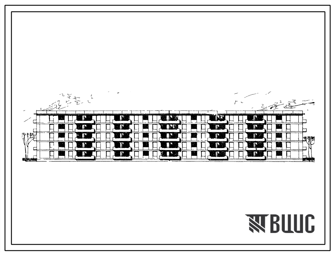 Типовой проект 113-64-23с Пятиэтажный шестисекционный 60 квартирный жилой дом комбинированной конструкции с квартирами 2Б, 3Б, 4Б и 5Б.