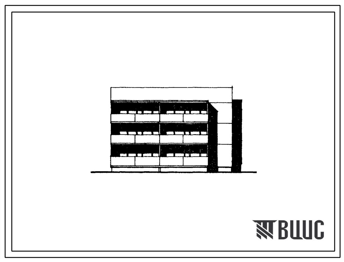 Типовой проект 104-038/1 Трехэтажная блок-секция торцевая на 6 квартир (трехкомнатных 3Б-3, четырехкомнатных 4Б-3). Для строительства во 2Б и 2В климатических подрайонах Латвийской ССР