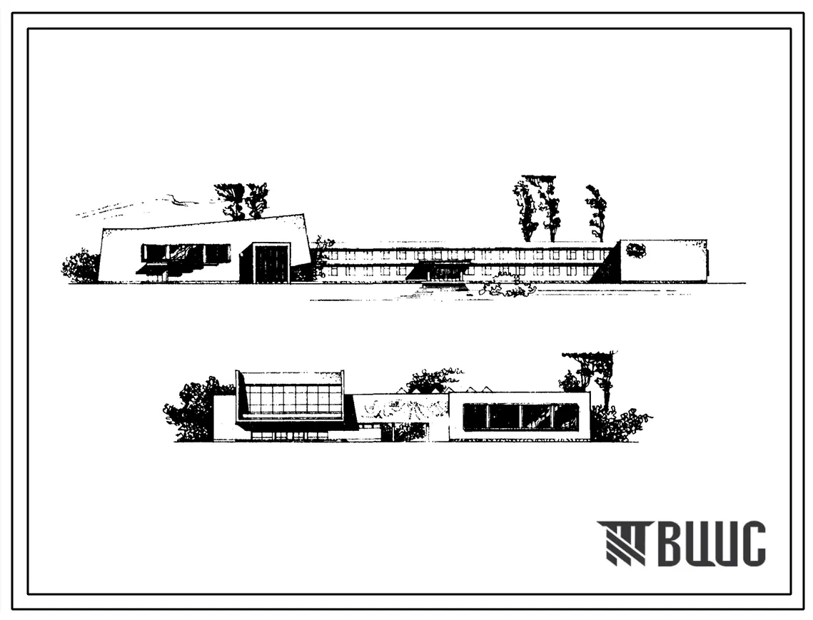 Типовой проект 265-19-3С Районный дом пионеров и школьников на 750 посещений в смену со зрительным залом на 400 мест. Для строительства в 3-Б строительно-климатическом подрайоне, в районах с сейсмичностью 7 баллов. Для сельского хозяйства.