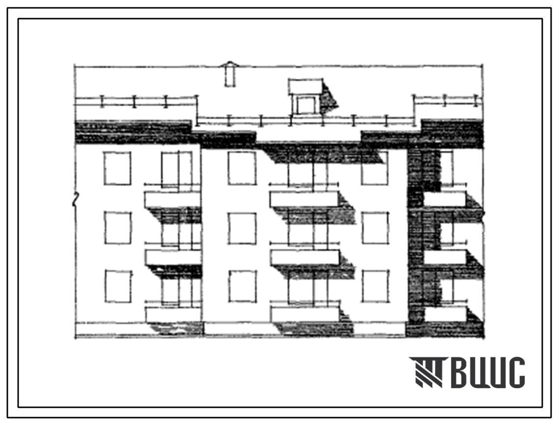 Типовой проект 202-10 3-этажная 9-квартирная рядовая блок-секция 2Б-2Б-3Б (левая)