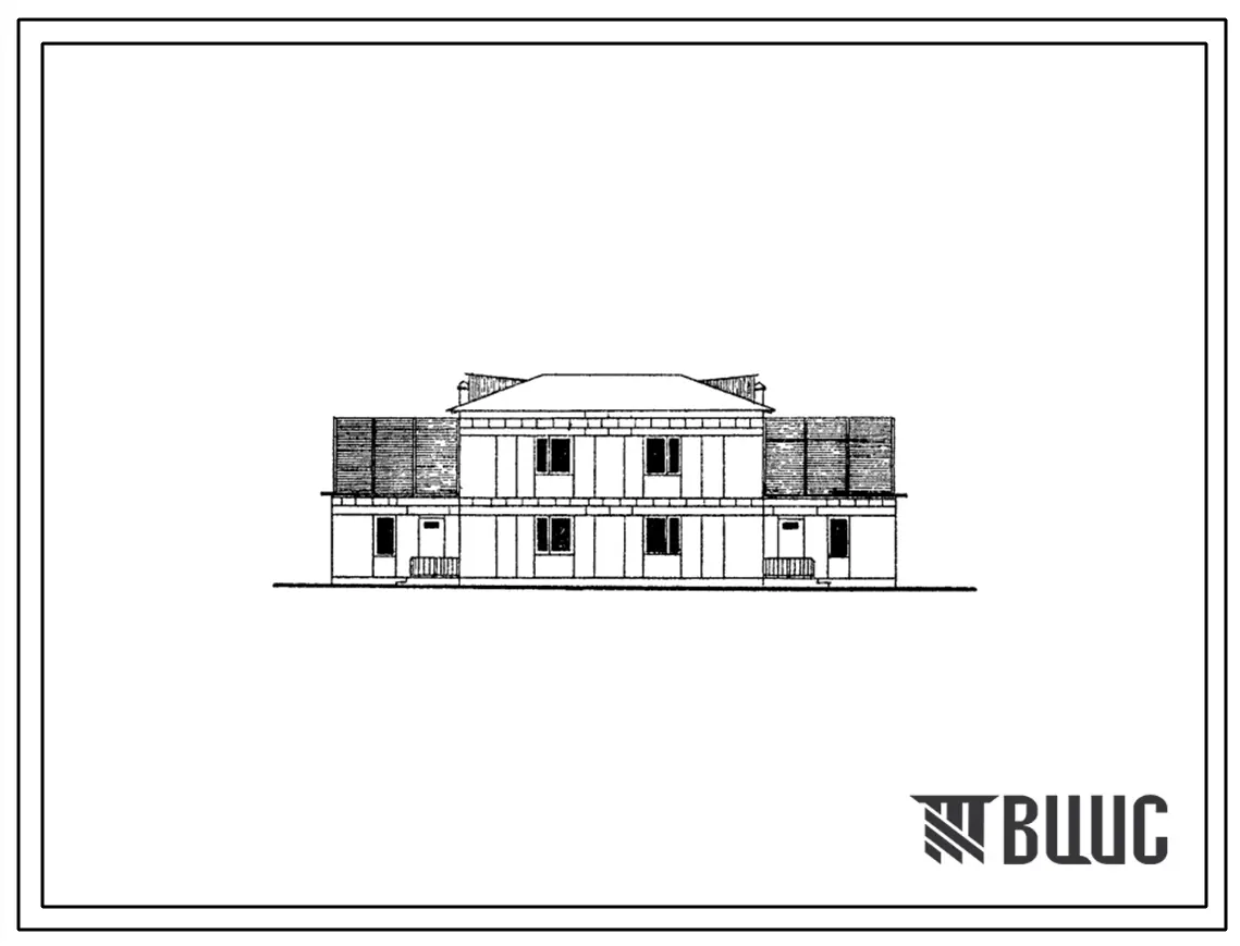 Типовой проект 143-52-41с Двухэтажный двухквартирный блокированный жилой дом с 3комнатными квартирами (кухни выносные, стены из силикатобетонных блоков серии ИИ-10с-1с).