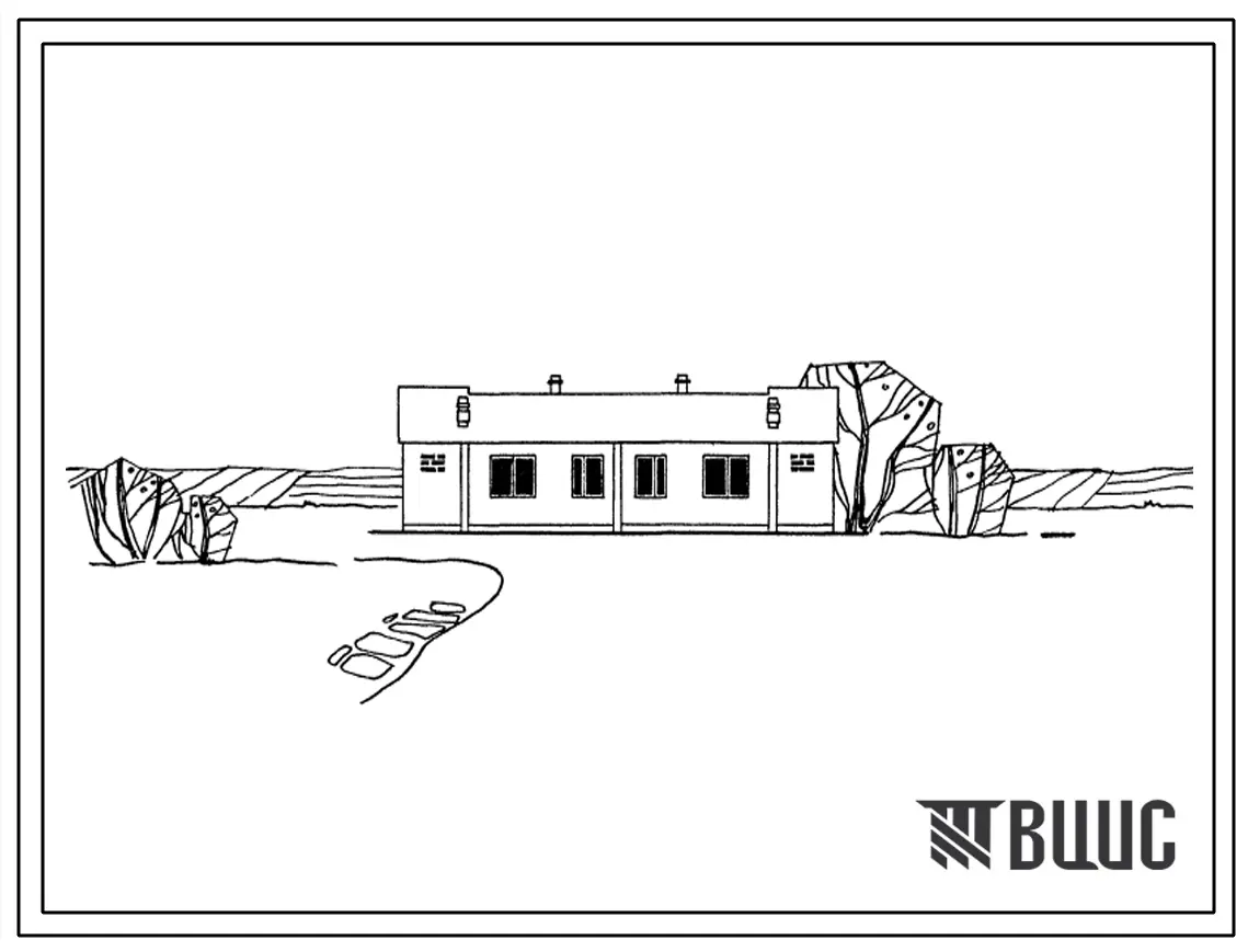 Типовой проект 184-52-44с Одноэтажный двухквартирный жилой дом с однокомнатными квартирами. Для индивидуального строительства.