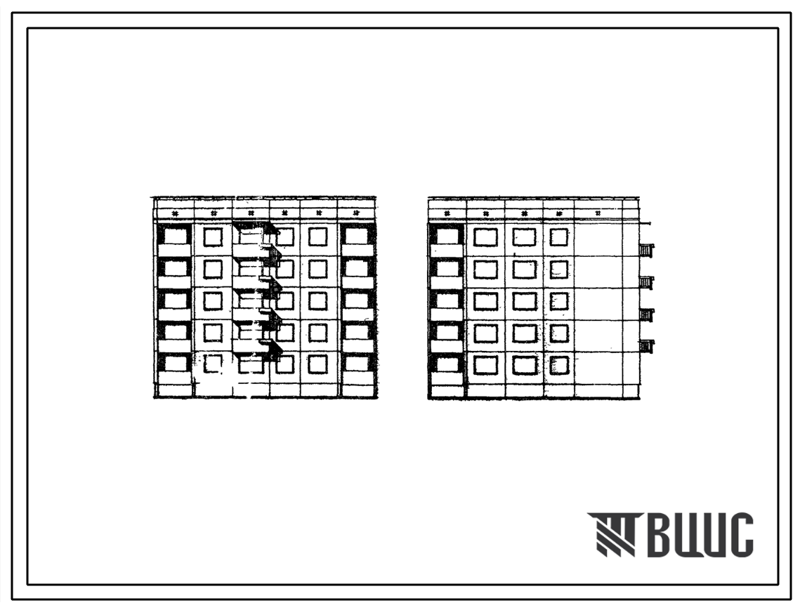 Типовой проект 94-049 Пятиэтажная крупнопанельная угловая блок-секция на 20 квартир левая (однокомнатных 1А-5, двухкомнатных 2Б-1, трехкомнатных 3Б-14). Для строительств в обычных геологических условиях