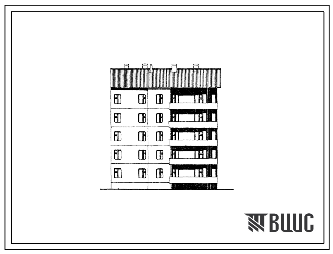 Типовой проект 135-0292с.13.86 5-этажная торцевая правая блок-секция на 15 квартир 1Б-2Б-3Б (для Тувинской АССР)