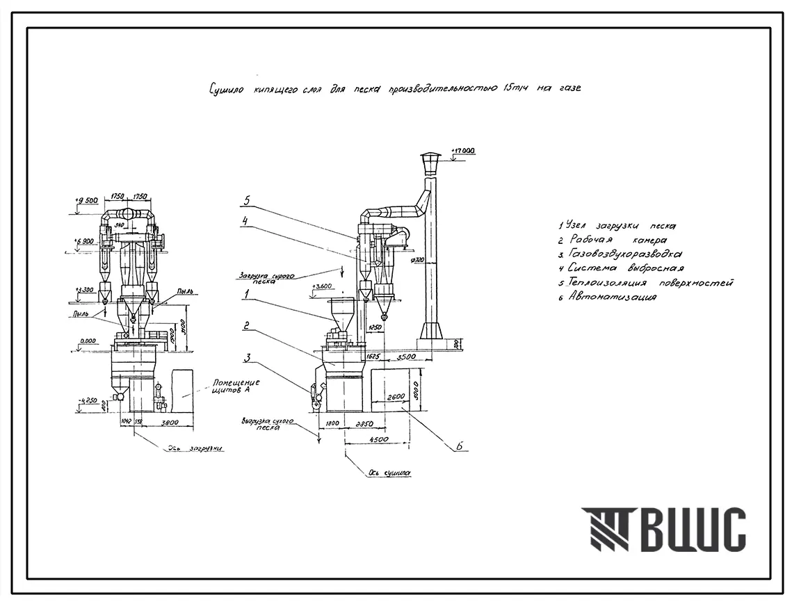Проект 11049.01 Сушило кипящего слоя производительностью 15т/ч на газе для песка.