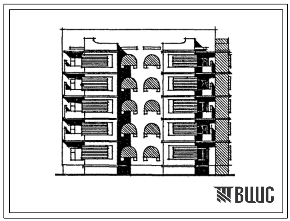 Типовой проект 155-031с.13.87 Блок-секция 5-этажная 15-квартирная угловая правая с торцевыми окончаниями 3-3-2. Для строительства в Таджикской ССР.