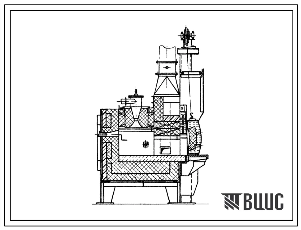 Типовой проект 406-9-83 Печь нагревательная камерная размерами пода 0,6х0,6 м на газе среднего давления с отводом дыма вверх