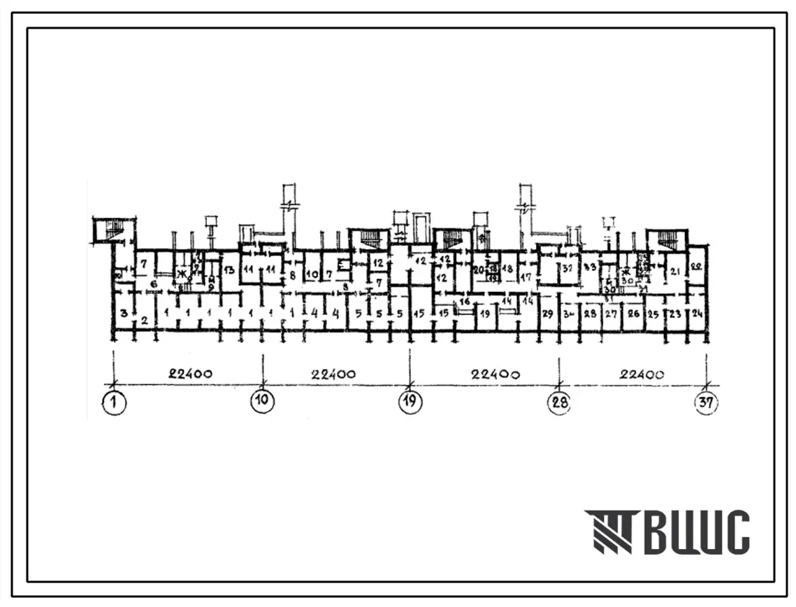 Типовой проект А-IV-950-78/200 Помещения общественного назначения в подвале 9 этажного 4 секционного жилого дома, скомпонованного из блок-секций 121-043/1, (убежище на 950 человек, режимы вентиляции 1,2).