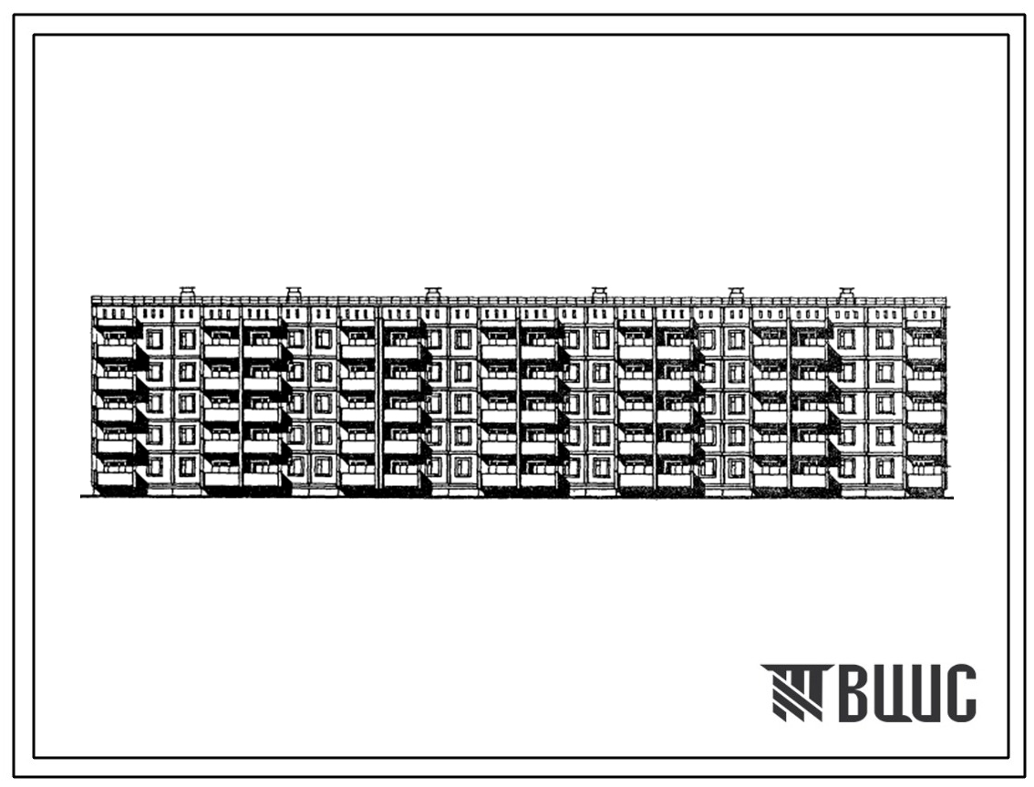 Типовой проект 111-105-118с.13.87 Дом 5-этажный 6-секционный 70-квартирный с помещениями общественного назначения в подвале (для Киргизской ССР)