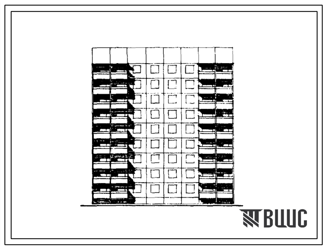 Типовой проект 121.1-091.83 Девятиэтажная блок-секция рядовая с торцевыми окончаниями на 36 квартир. Для строительства в городах Псков, Тольятти и Московской области