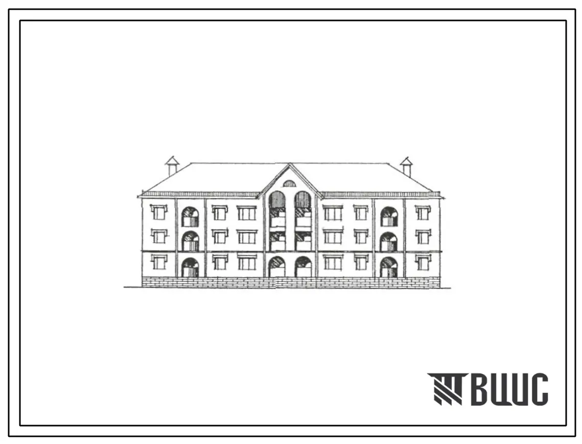 Типовой проект 118-192-26с.13.89 ТРЕХЭТАЖНЫЙ 12-КВАРТИРНЫЙ ЖИЛОЙ ДОМ 3-3-4-4