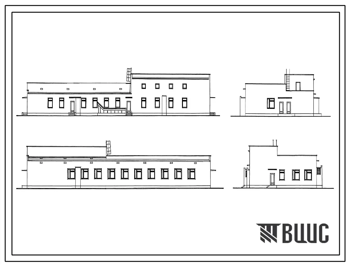 Типовой проект 254-9-83 Прачечная районной больницы на 400 коек с поликлиникой на 600 посещений в смену. Здание одноэтажное. Стены из кирпича.