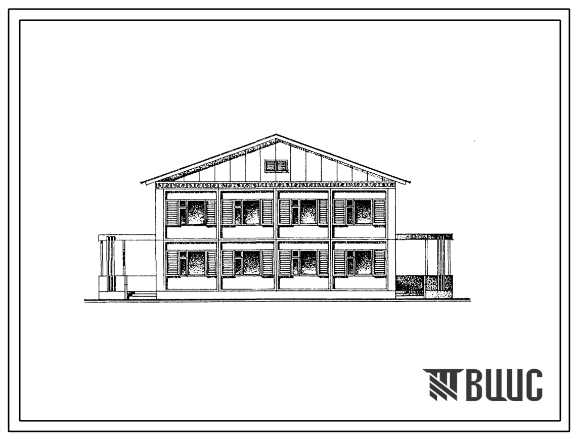 Типовой проект 141-226-10с.85 Двухэтажный жилой дом на 2 пятикомнатные квартиры типа 5Б в двух уровнях. Для строительства в сельской местности