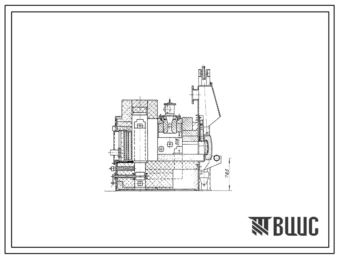 Типовой проект 406-9-302.86 Печь нагревательная камерная размерами пода 0,58 х 0,58 м на газе низкого давления с отводом дыма в боров