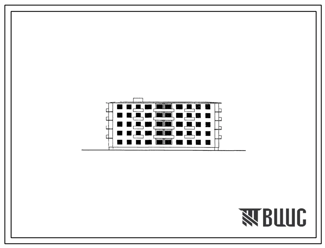 Типовой проект 1-439А-42 Пятиэтажный четырехсекционный дом на 56 квартир (однокомнатных 16, двухкомнатных 8, трехкомнатных 24, четырехкомнатных 8) со встроенными предприятиями общественного обслуживания населения (магазины и кафе). Для строительства