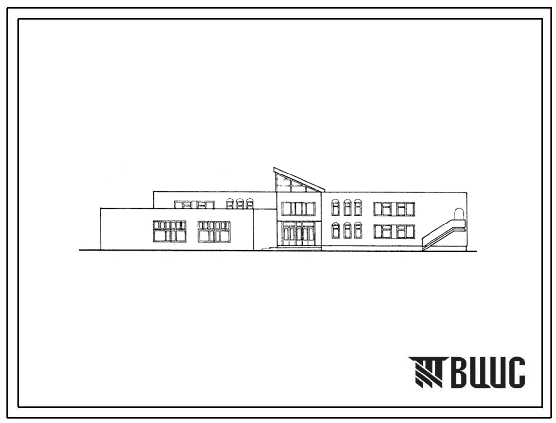 Типовой проект 214-02-192.88 Детские ясли – сад на 50 мест, скооперированные с малокомплектной школой на 108 учащихся. Здание одно-, двухэтажное. Стены из кирпича.