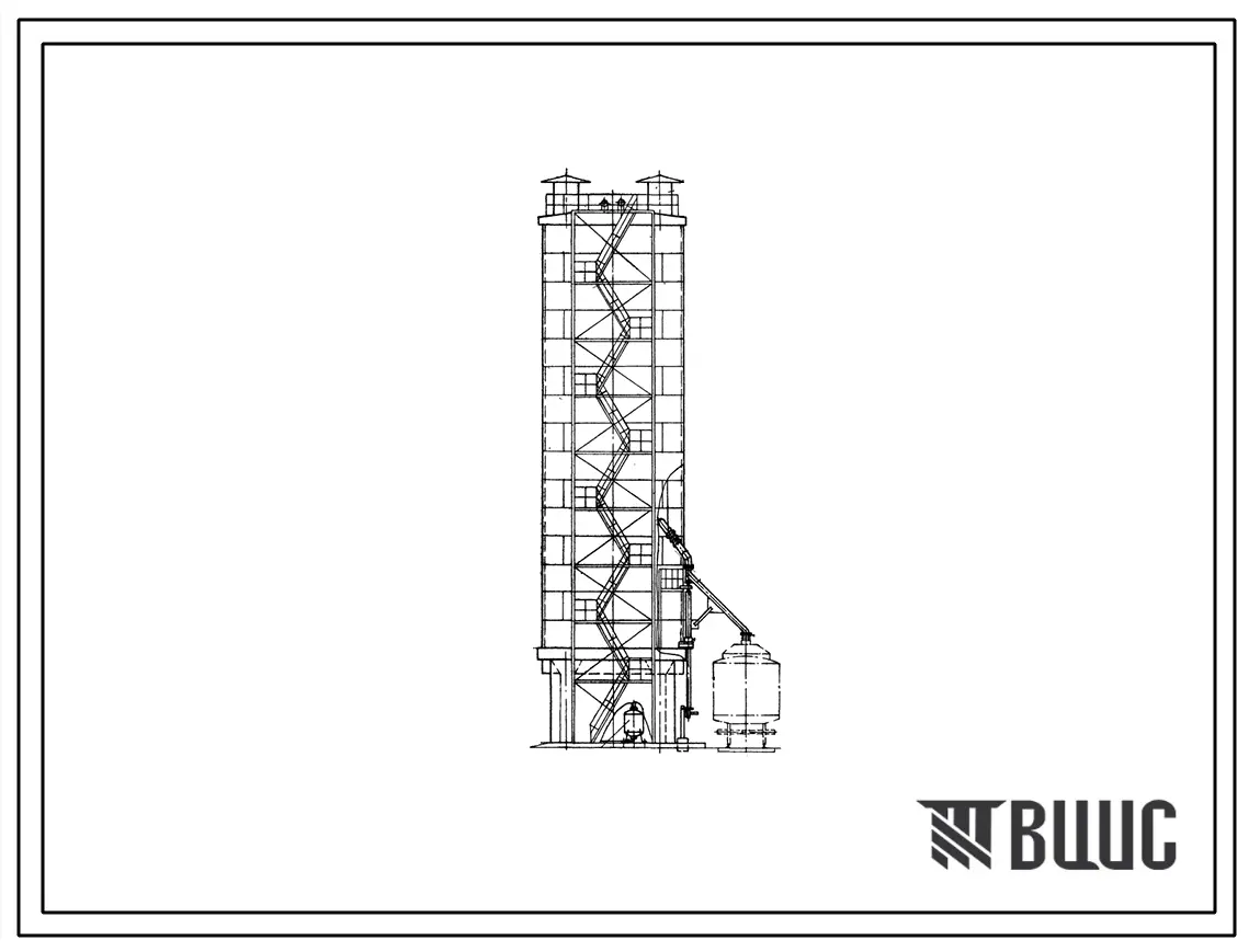 Типовой проект 501-222 Башенный склада сухого песка емкостью 850 м3 с наземным помещением для оборудования