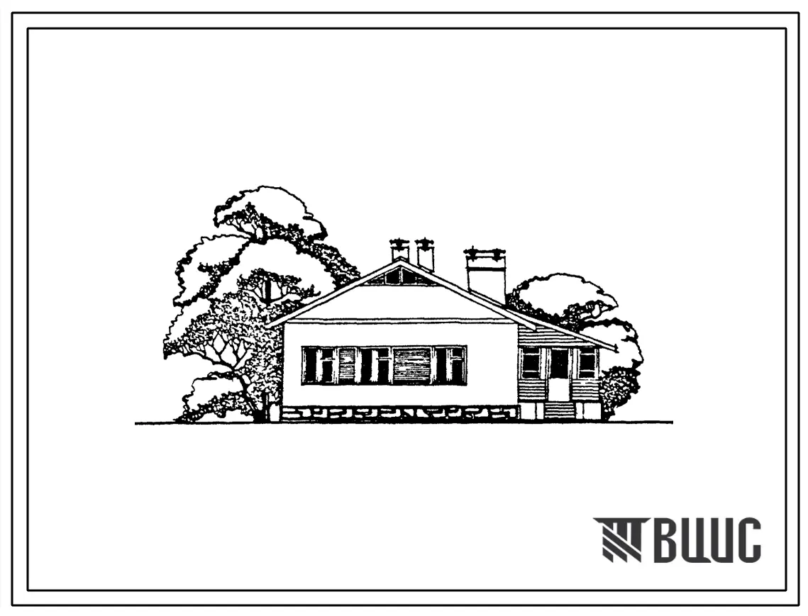 Типовой проект 184-24-182.84 Одноэтажный одноквартирный 3-комнатный жилой дом со стенами из кирпича и комплектами деревянных деталей заводского изготовления с упрощенным инженерным обрудованием для индивидуальных застройщиков