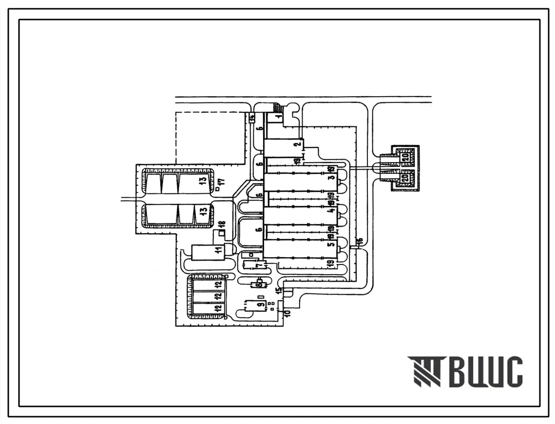 Типовой проект 801-01-81.87 Ферма выращивания нетелей на 1,2 тыс. скотомест (при внутрихозяйственной специализации). Выращивание от 10 дней или 6 месяцев до 25 месяцев в групповых клетках и секциях, оборудованных боксами. Раздача кормов – мобильная. Удале