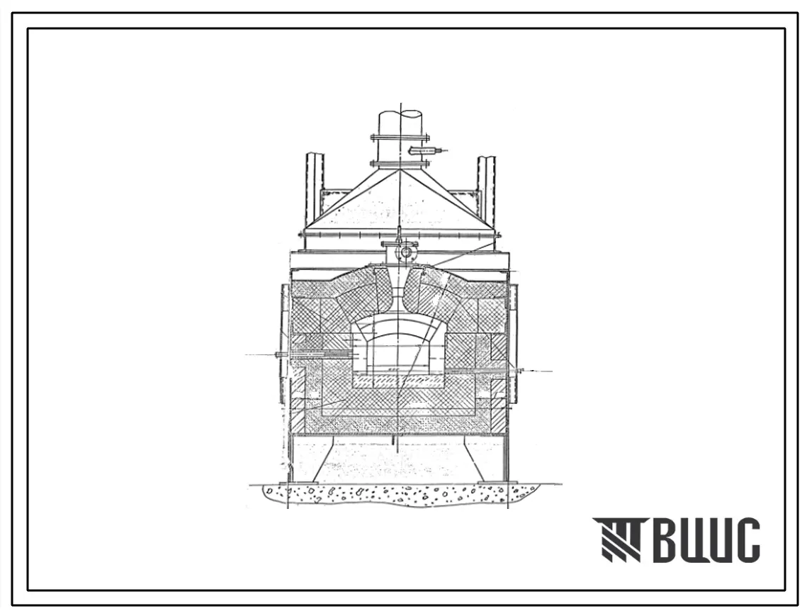 Типовой проект 406-9-87 Печь нагревательная камерная размерами пода 0,7х0,7 м на газе среднего давления с отводом дыма вверх.