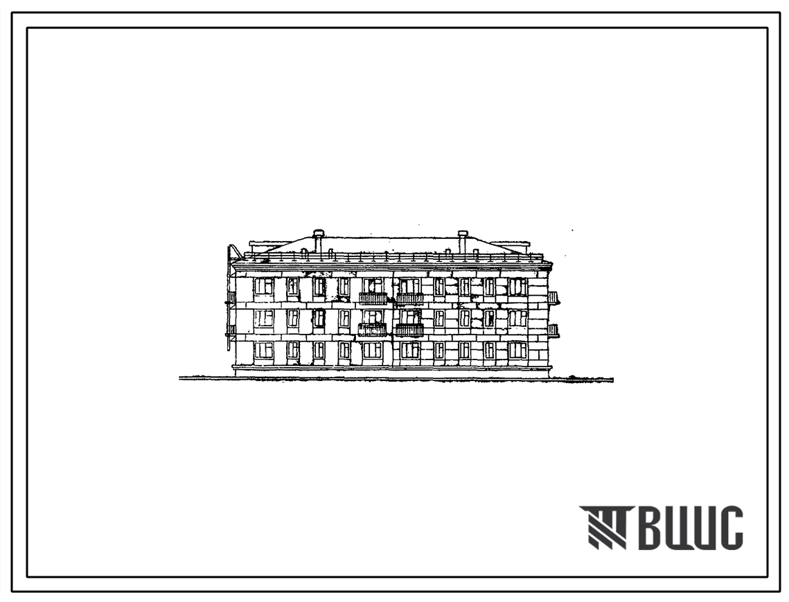 Типовой проект 1-307с-11 Трехэтажный двухсекционный дом на 24 квартиры, с подвалом и без подвала