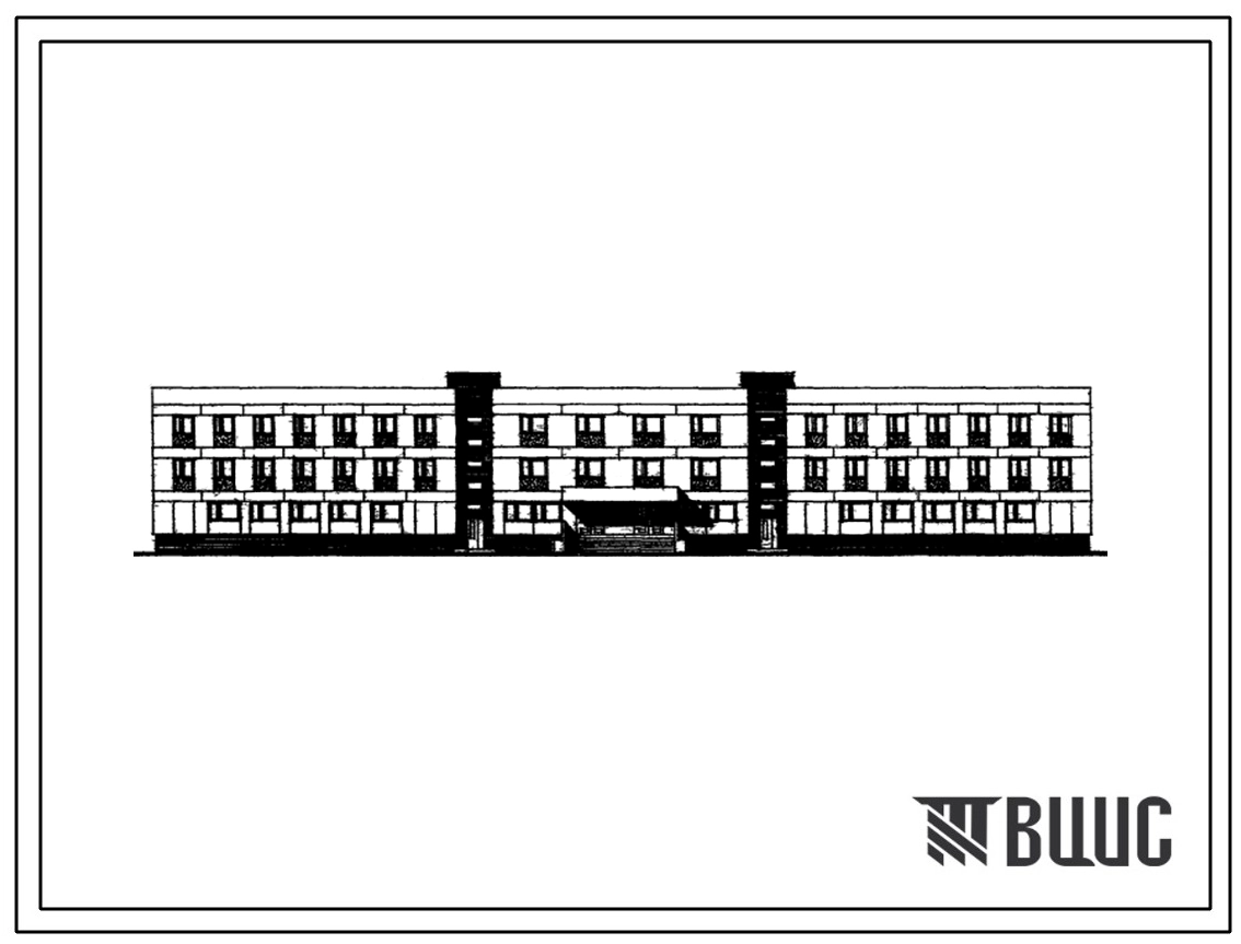 Типовой проект 223-3-123-26м Интернат при школе (спальный корпус) на 280 мест. Грунты вечномерзлые. Здание трехэтажное. Конструкции серии 123. Стены из керамзитобетонных блоков.