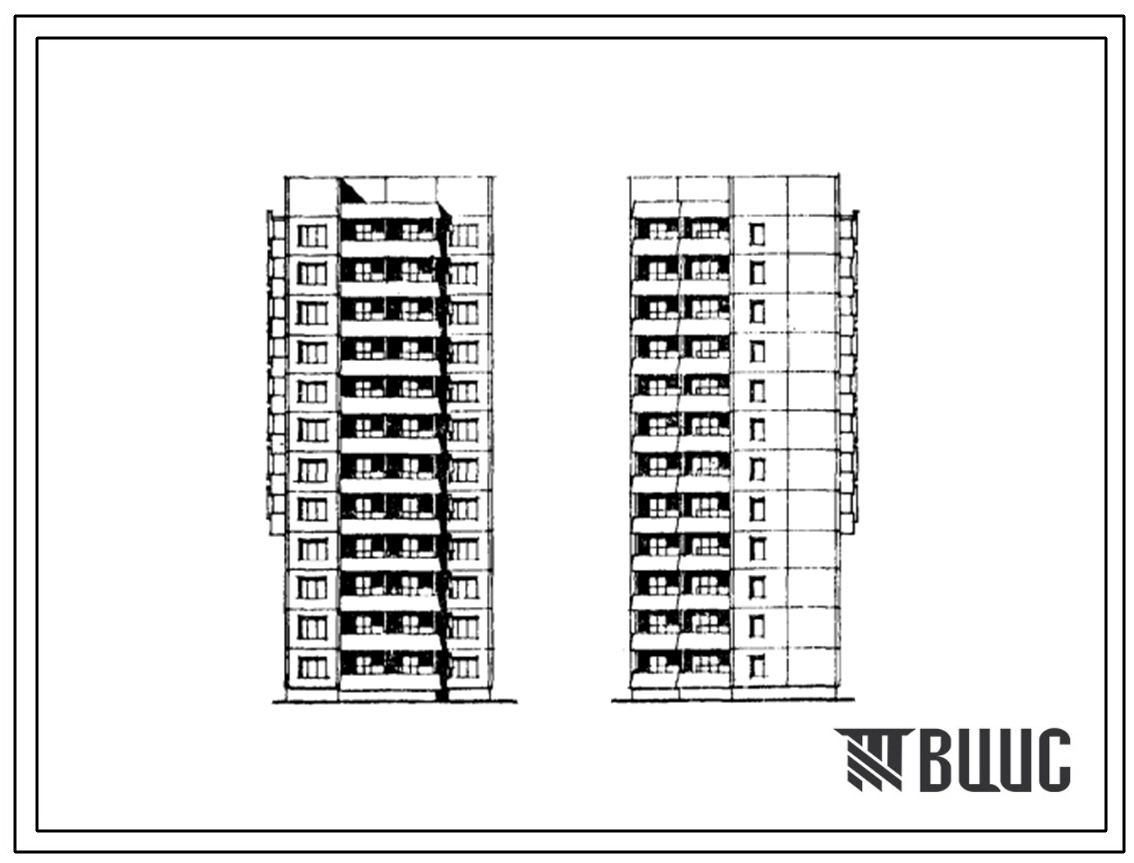 Типовой проект 134-043в.13.86 Двенадцатиэтажный жилой блок левый на 36 квартир. Для строительства в г.Ворошиловграде и Донецке