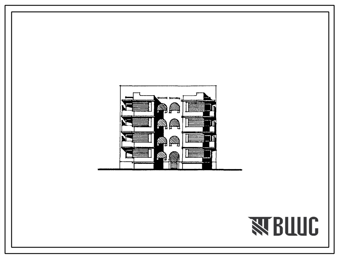Типовой проект 155-024с.86 Четырехэтажная блок-секция рядовая с торцевыми окончаниями на 8 квартир. Со стенами из кирпича