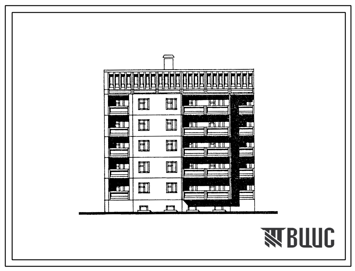 Типовой проект 125-080.13.88 Пятиэтажная блок-секция торцевая левая на 15 квартир. Для Марийской АССР