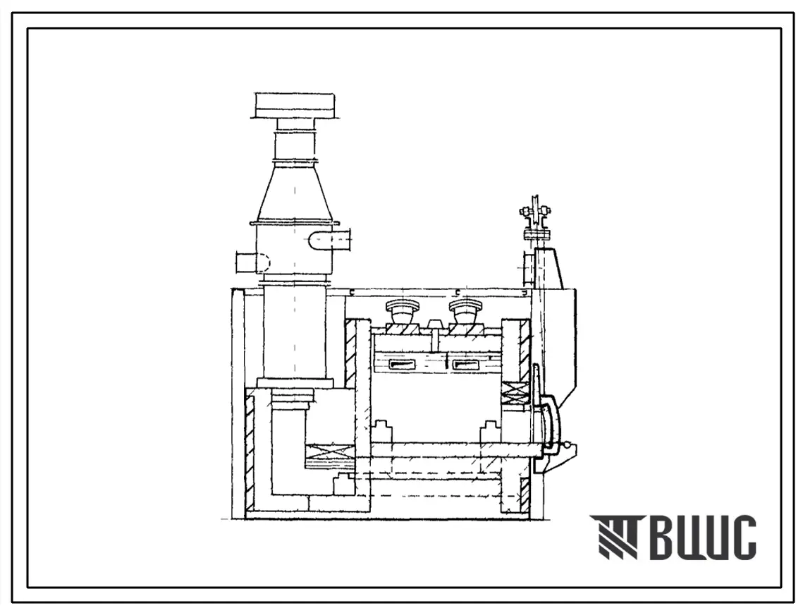 Типовой проект 406-9-142 Печь нагревательная камерная размерами пода 2,09х1,62 м на газе низкого давления с отводом дыма в боров.
