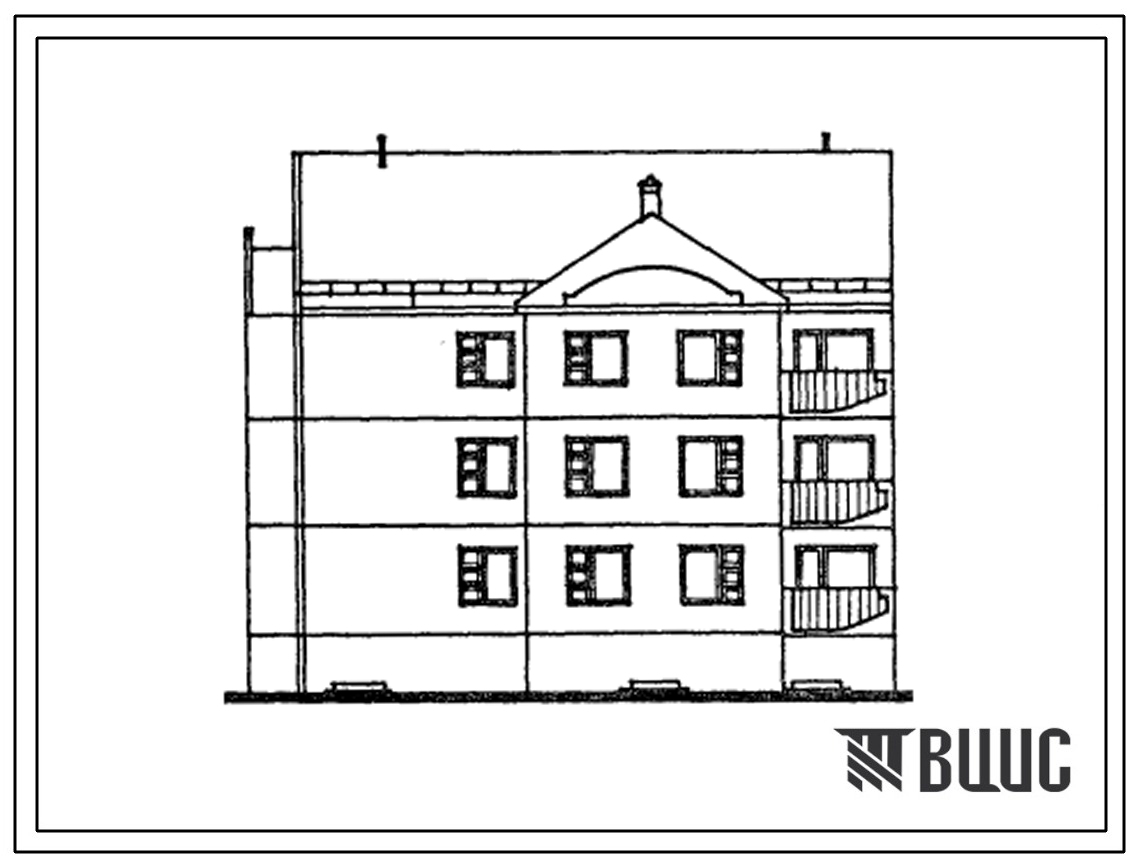 Типовой проект 104-090.13.88 Трехэтажная блок-секция торцевая левая на 9 квартир. Для Латвийской ССР