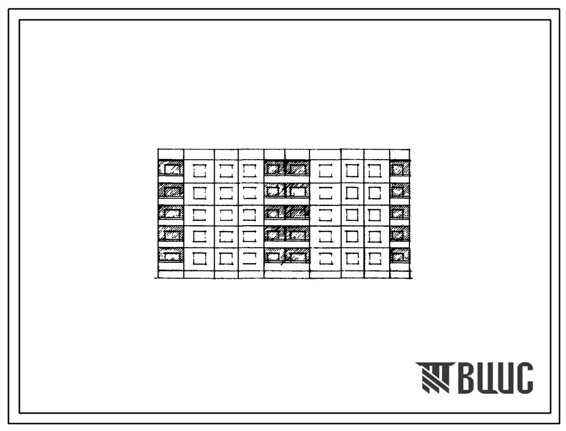 Типовой проект 90-012/1 Блок-секция пятиэтажная 20-квартирная рядовая с торцевыми окончаниями (трехкомнатных 3Б-10; четырехкомнатных 4Б-10).