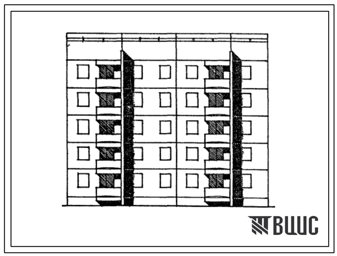Типовой проект 129-047с.13.86 Блок-секция 5-этажная 15-квартирная лучевая прямая правая 1Б-2Б-3Б (для Армянской ССР)