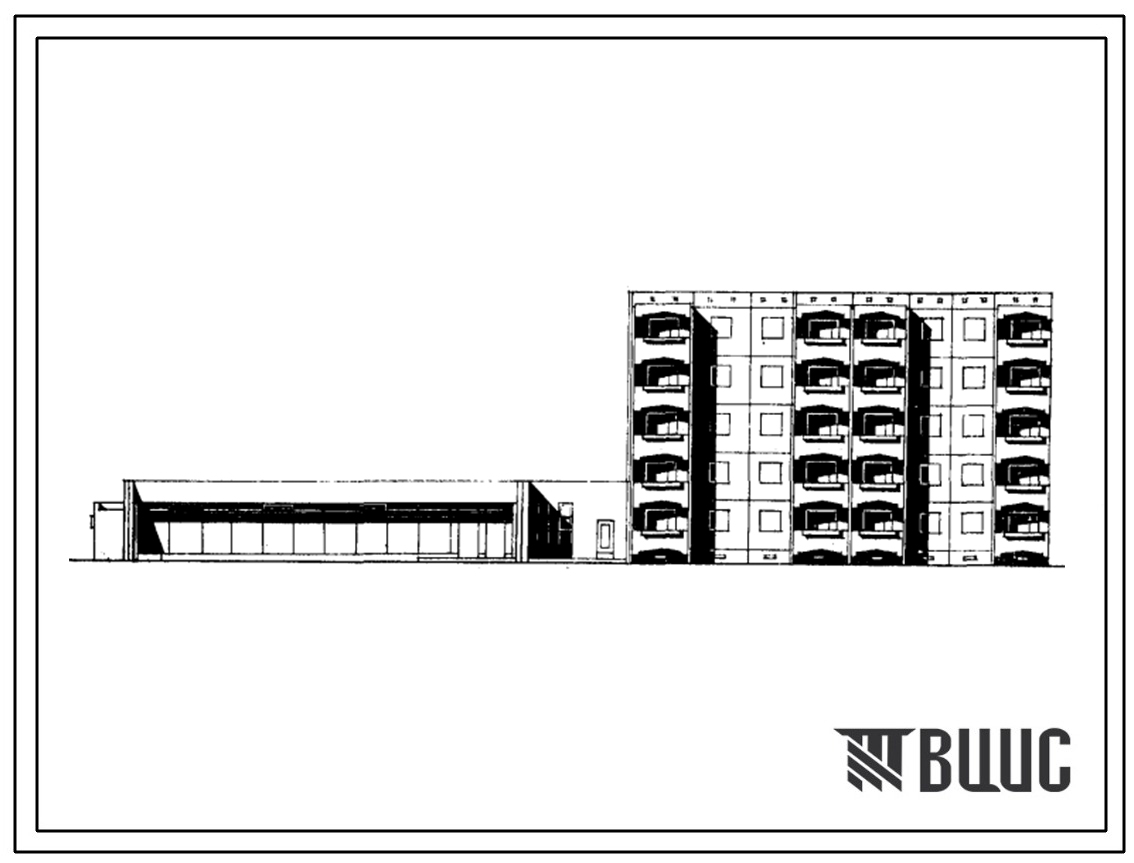 Типовой проект 105-044с/1 Пятиэтажные блок-секция торцовая левая на 22 квартиры (однокомнатных 1А-8, двухкомнатных 2Б-9, трехкомнатных 3Б-5). Для строительства в 3 климатическом районе Киргизской ССР сейсмичностью 8 и 9 баллов