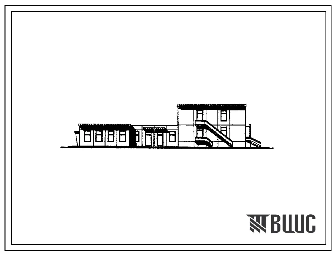 Типовой проект 211-1-125(75)-201 Детские ясли-сад на 90 мест. Здание одно-, двухэтажное в конструкциях серии 125(75). Стены из однослойных керамзитобетонных панелей.