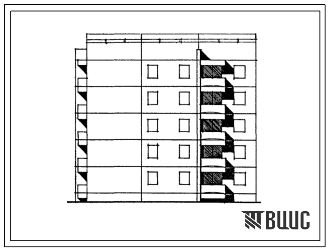 Типовой проект 129-043с.13.86 Блок-секция 5-этажная 10-квартирная торцовая обратная правая 3Б-3Б (для Армянской ССР)