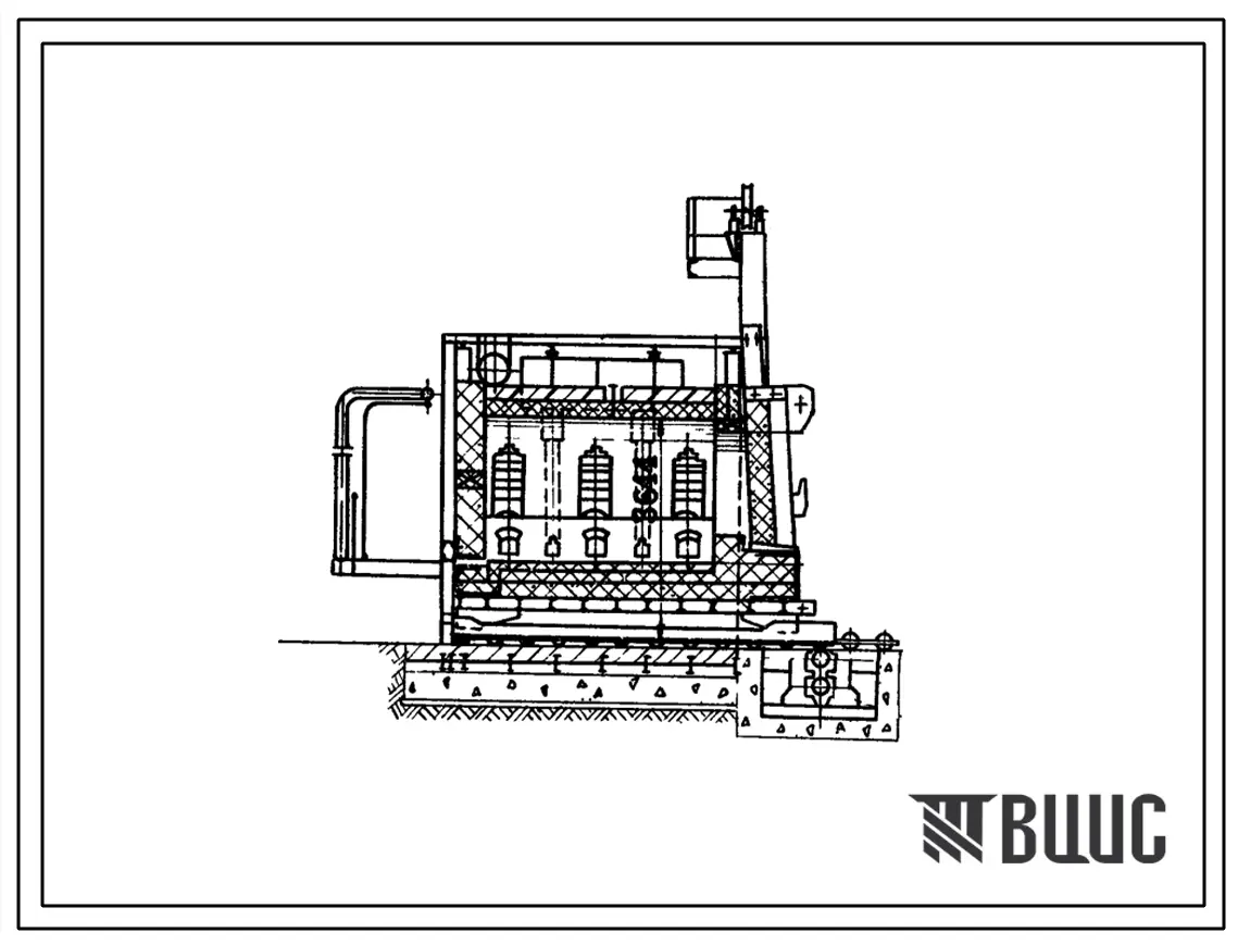 Типовой проект 406-09-109 Печь термическая с выкатным подом размерами 2,0х3,6 м на газе с отбором продуктов горения под зонт