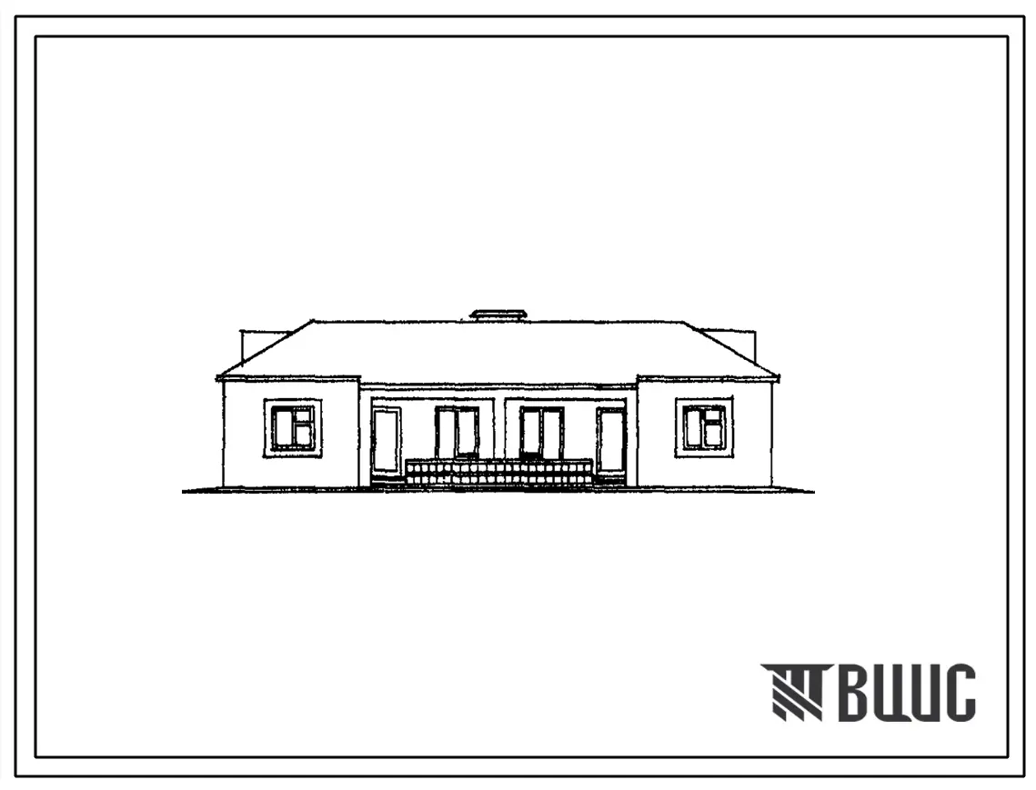 Типовой проект 185-42-118с/1 Одноэтажный блокированный дом на 2 двухкомнатные квартиры типа 2Б. Для строительства в 4б и 4В климатических подрайонах Азербайджанской ССР сейсмичностью 7 и 8 баллов