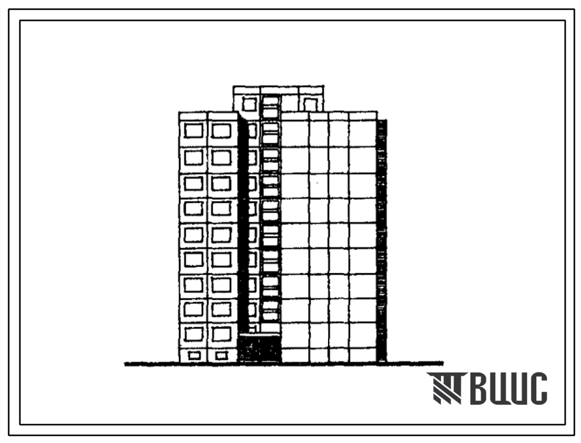 Типовой проект 121-069/1 Блок-секция девятиэтажная 36-квартирная угловая с торцевыми окончаниями (двухкомнатных 2Б — 10, трехкомнатных 3Б — 18, четырехкомнатных 4Б — 8).Для строительства во II климатическом районе Эстонской ССР.