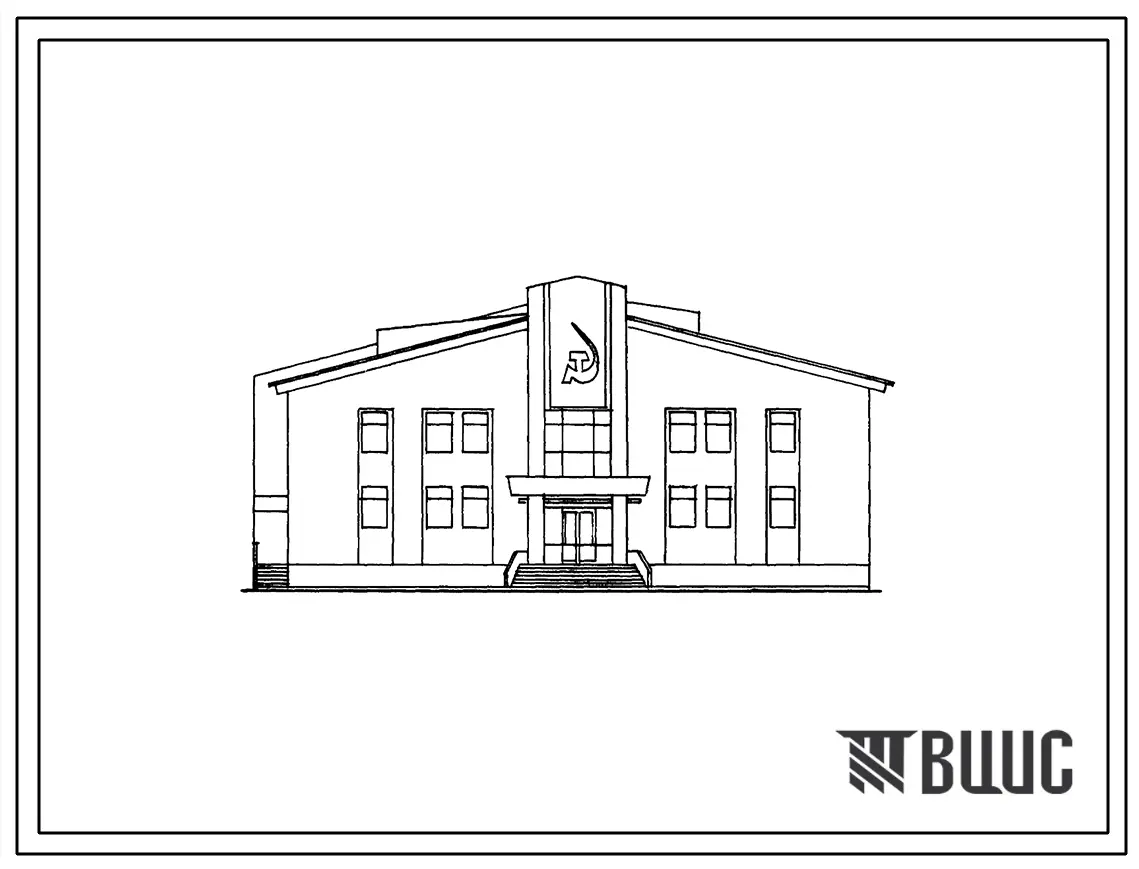 Типовой проект 266-21-42м.84 Административное здание. Стены брусчатые. Для строительства в 1А, 11Б, 1Г климатических подрайонах на вечномерзлых грунтах, используемых по принципу 1