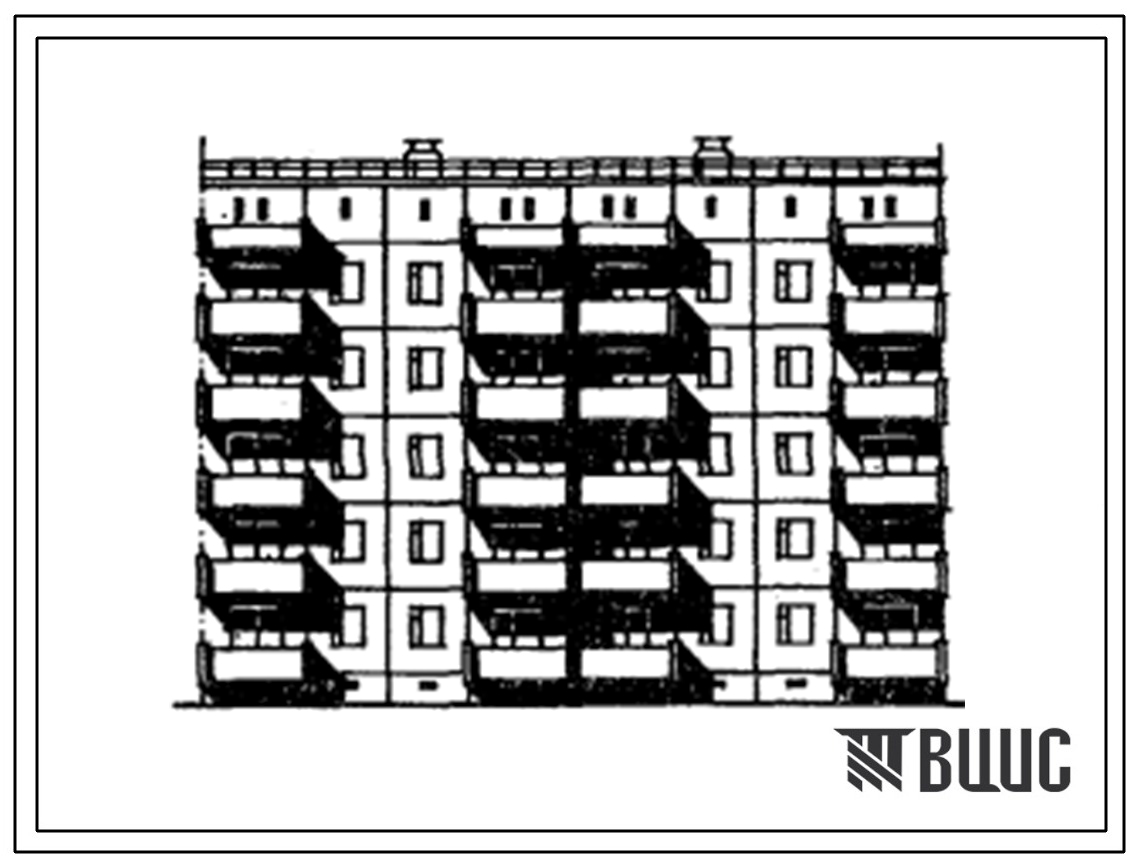 Типовой проект 105-0110с.86 Блок-секция 5-этажная 20-квартирная 3Б.2Б - 2Б.3Б рядовая с торцовыми окончаниями