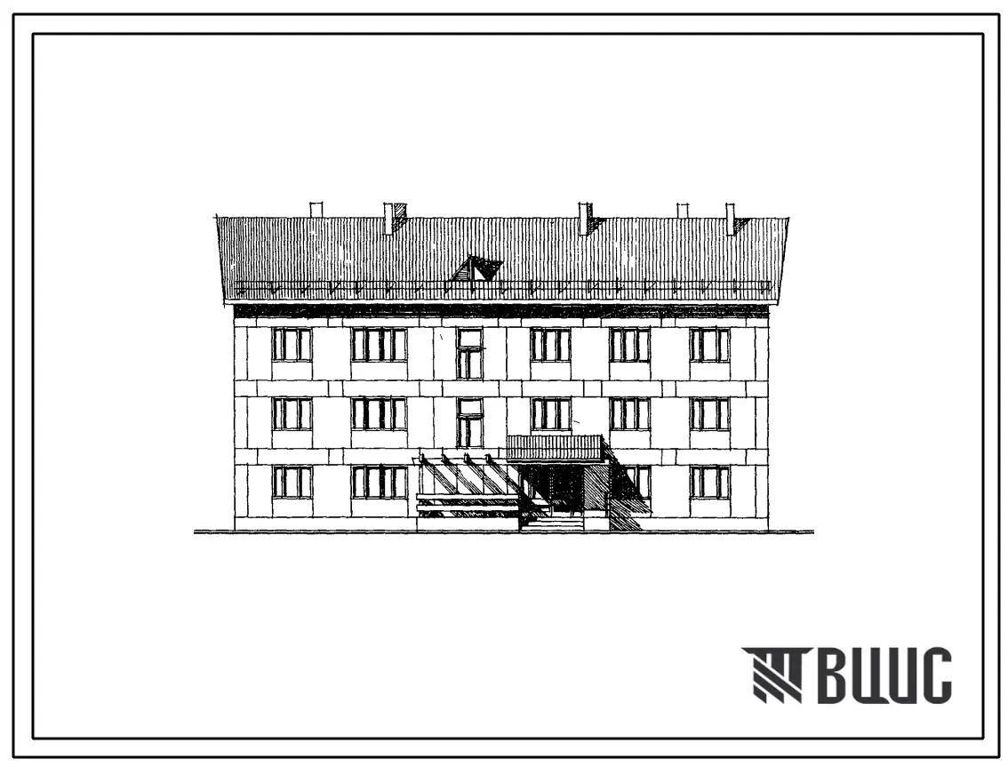 Типовой проект 163-17-49/1 Трехэтажное общежитие на 52 места с ячейками на 10 и 11 человек со стенами из крупных легкобетонных блоков. Для строительства в 1В климатическом подрайоне, 2 климатическом районе