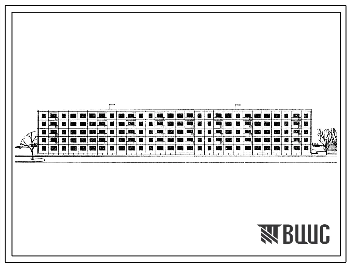 Типовой проект 1Кг-480-39 Шестисекционный пятиэтажный жилой дом на 90 квартир для кооперативного строительства со стенами из керамзитобетонных панелей.