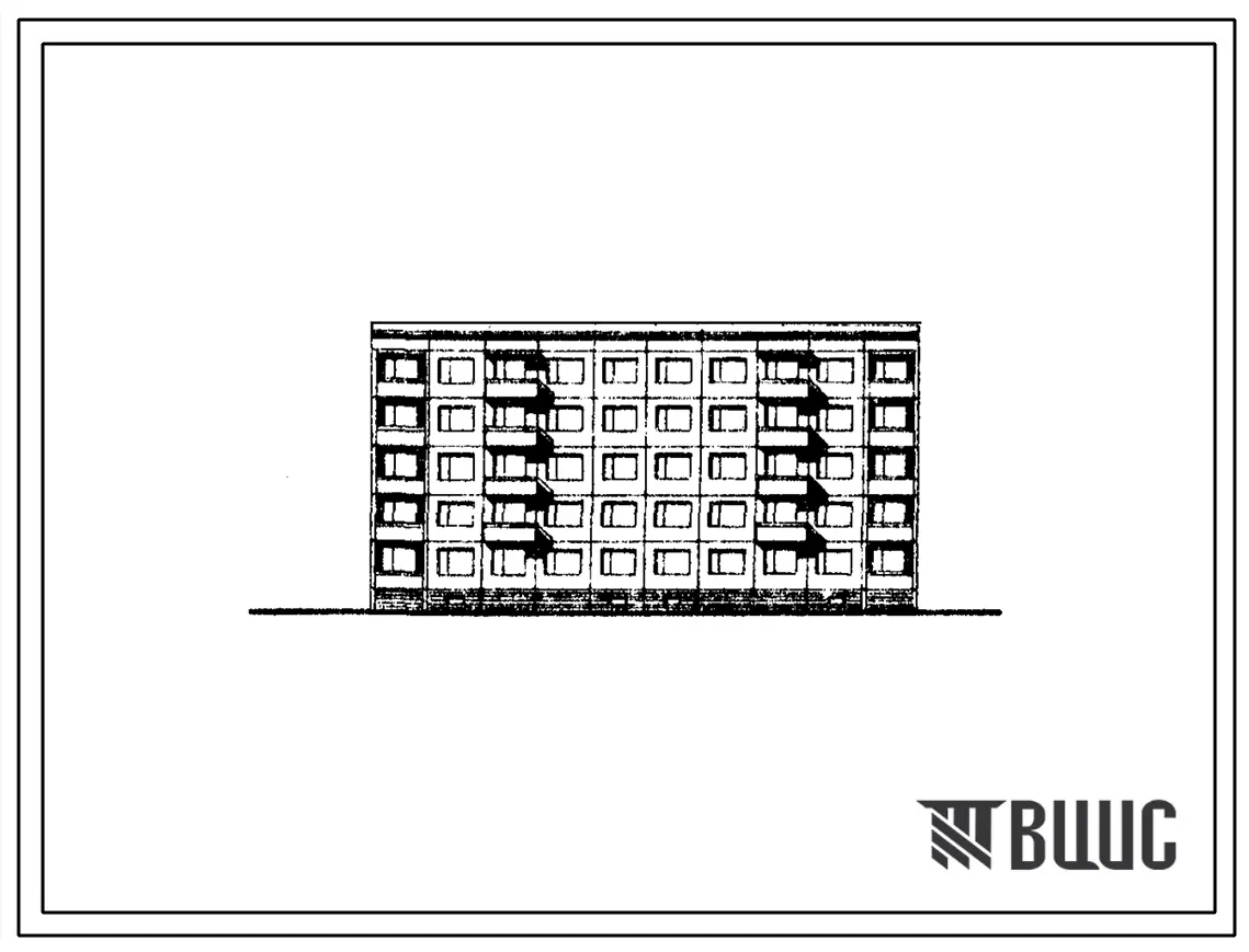 Типовой проект 160-05с/1 Пятиэтажная блок-секция рядовая на 20 квартир (трехкомнатных 3Б-10, четырехкомнатных 4Б-10). Для строительства в 3Б климатическом подрайоне Дагестанской АССР