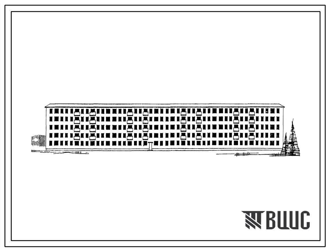 Типовой проект 1-447С-39 Пятиэтажный жилой дом на 129(128)квартир со стенами из кирпича (вариант со встроенно-пристроенным блоком I).